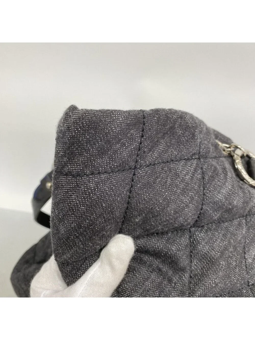 Chanel Chain Tote Coco Cabas GM Denim Black Silver